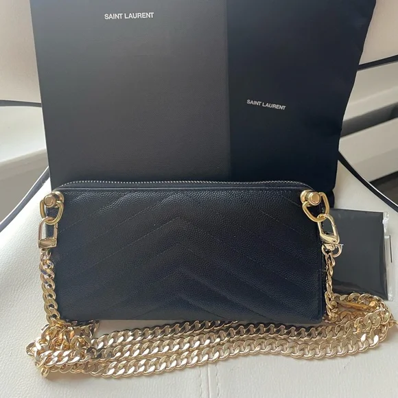🖤 YSL Saint Laurent Monogram Cassandre Matelassé WOC In Grain De Poudre Leather - Picture 2 of 8